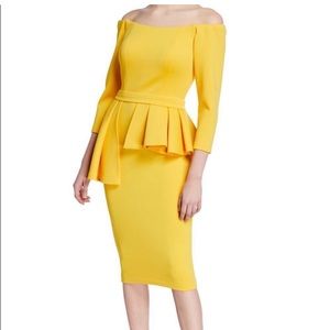 Jovani Yellow midi dress with Peplum